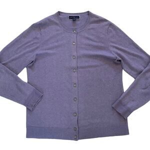 Karen Scott Pastel/Purple/Lavender Cotton Blend Crew Neck Cardigan Sweater M